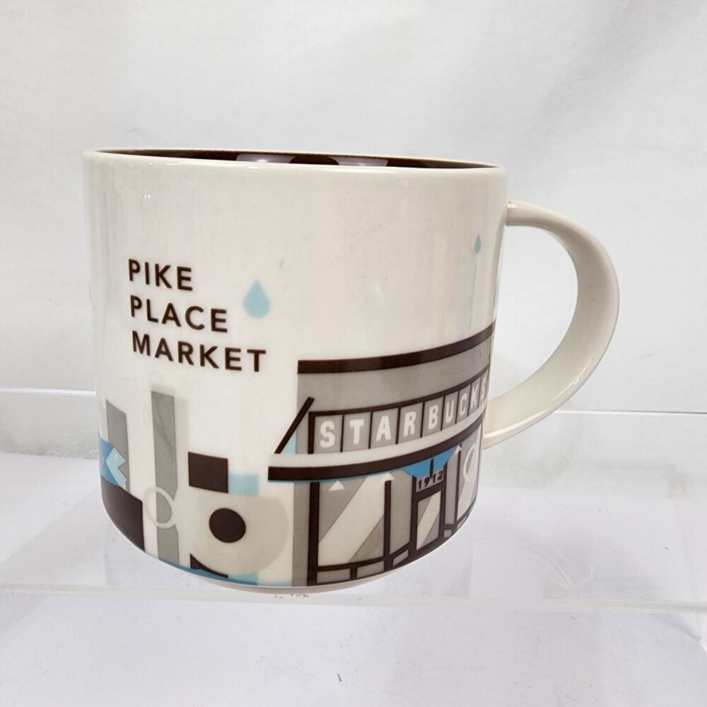 Starbucks Pike Place Market 2013 You Are Here 14oz Coffee Mug White/Brown